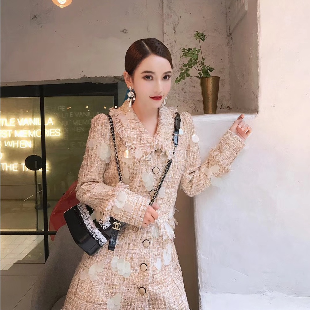 June Eleven Tweed Blazer Dress with Fringe Details - Picture 10 of 11